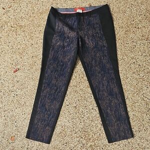 Anthropologie Cartonnier Jacquard Panel Charlie Textured Pants Size 4 Black